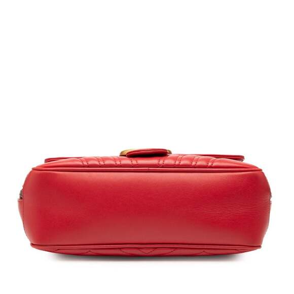 GUCCI Authentic Red Leather GG Marmont Shoulder Bag - Picture 3 of 6